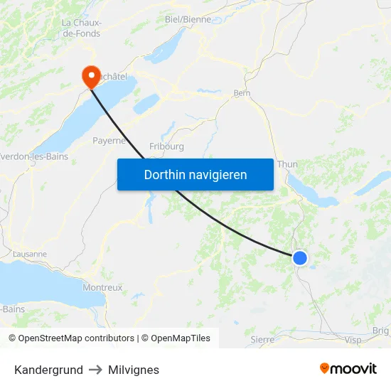 Kandergrund to Milvignes map