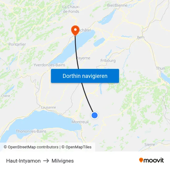 Haut-Intyamon to Milvignes map