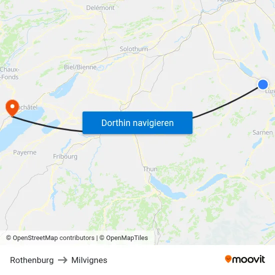 Rothenburg to Milvignes map