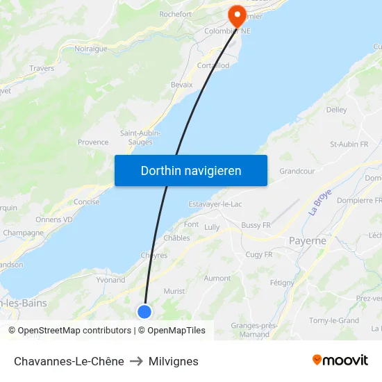 Chavannes-Le-Chêne to Milvignes map