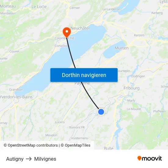 Autigny to Milvignes map