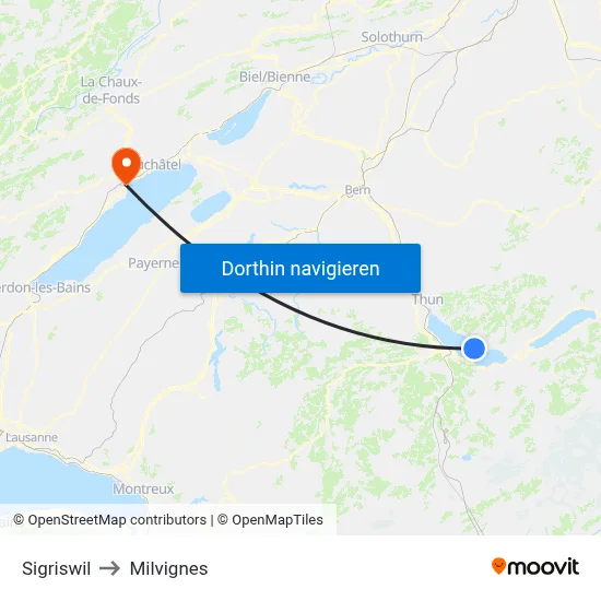 Sigriswil to Milvignes map