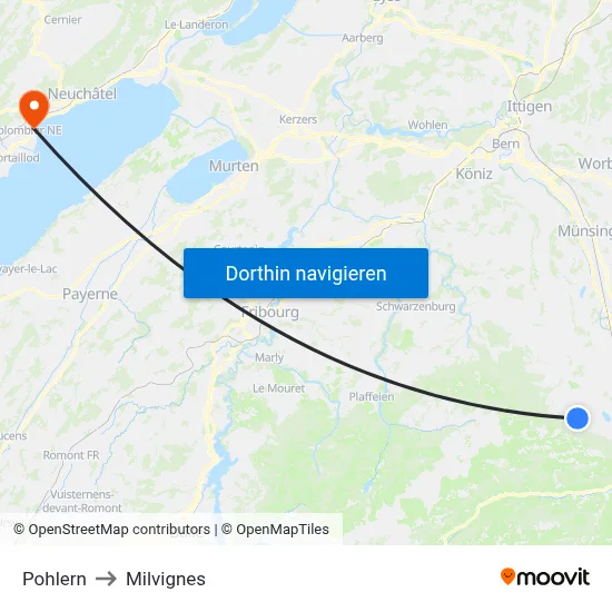 Pohlern to Milvignes map