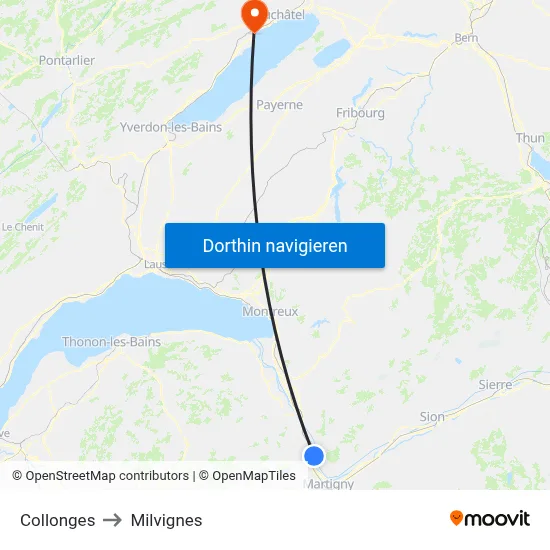 Collonges to Milvignes map