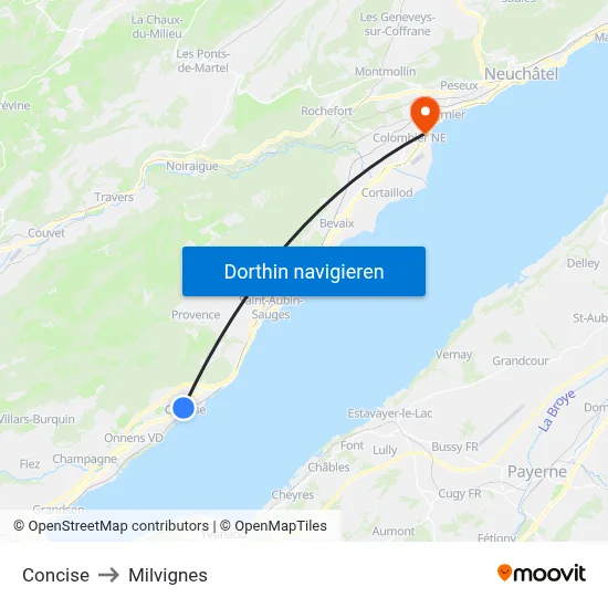 Concise to Milvignes map