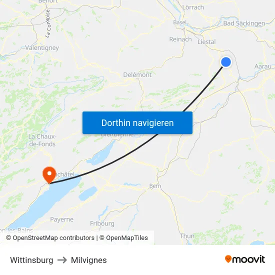 Wittinsburg to Milvignes map