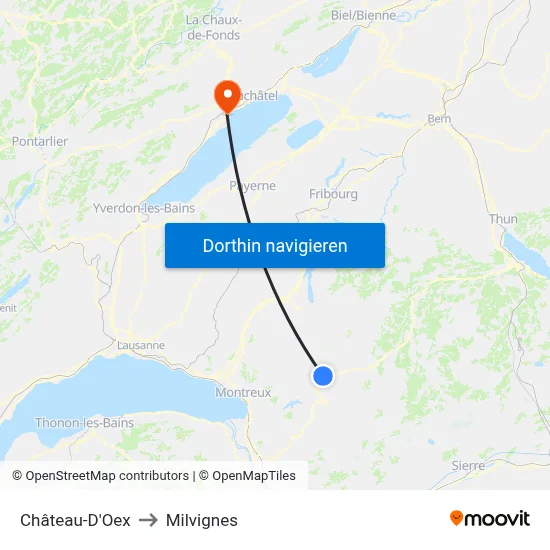 Château-D'Oex to Milvignes map