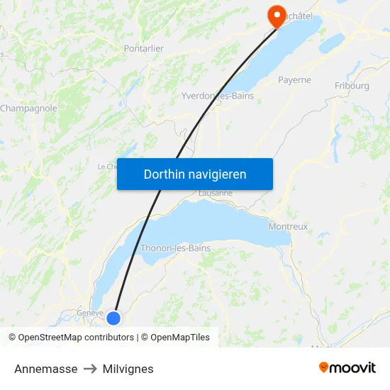 Annemasse to Milvignes map