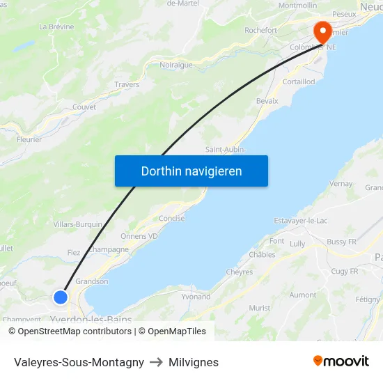 Valeyres-Sous-Montagny to Milvignes map