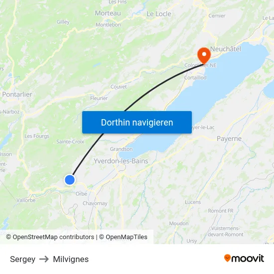 Sergey to Milvignes map