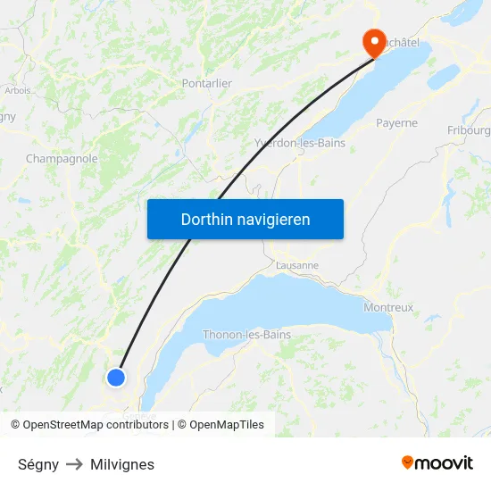 Ségny to Milvignes map