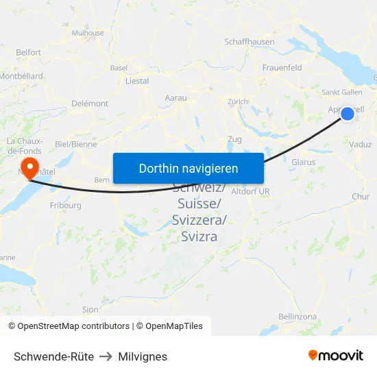 Schwende-Rüte to Milvignes map