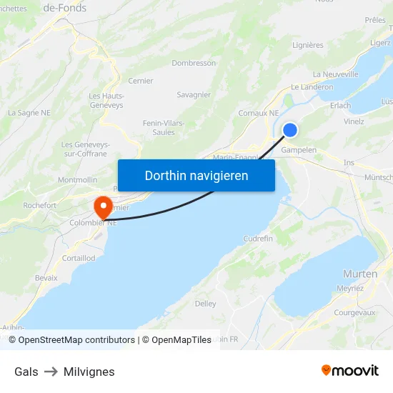 Gals to Milvignes map