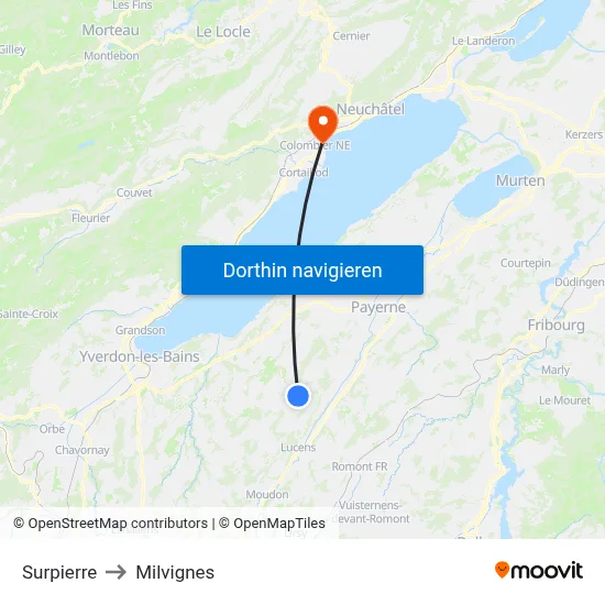 Surpierre to Milvignes map
