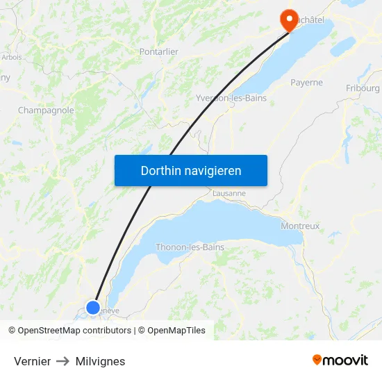 Vernier to Milvignes map