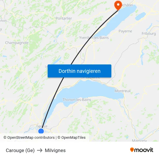 Carouge (Ge) to Milvignes map