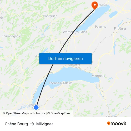 Chêne-Bourg to Milvignes map