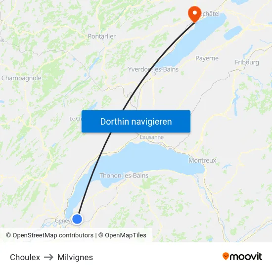 Choulex to Milvignes map