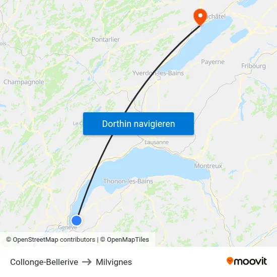 Collonge-Bellerive to Milvignes map