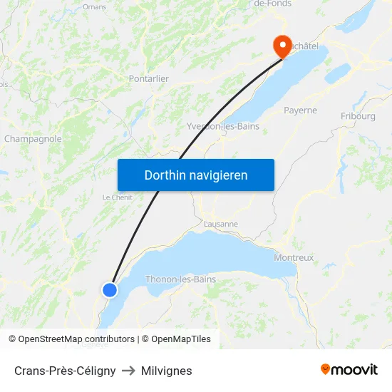 Crans-Près-Céligny to Milvignes map