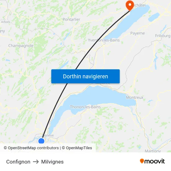 Confignon to Milvignes map