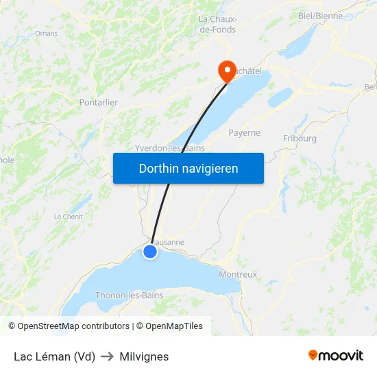 Lac Léman (Vd) to Milvignes map