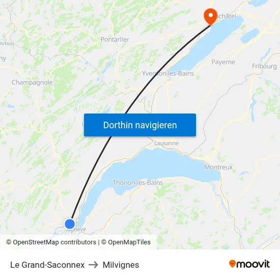 Le Grand-Saconnex to Milvignes map