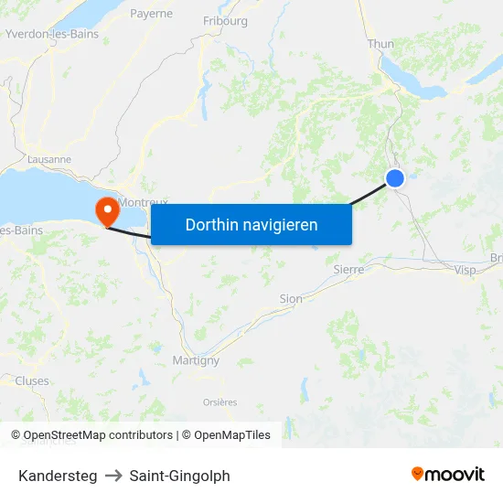 Kandersteg to Saint-Gingolph map