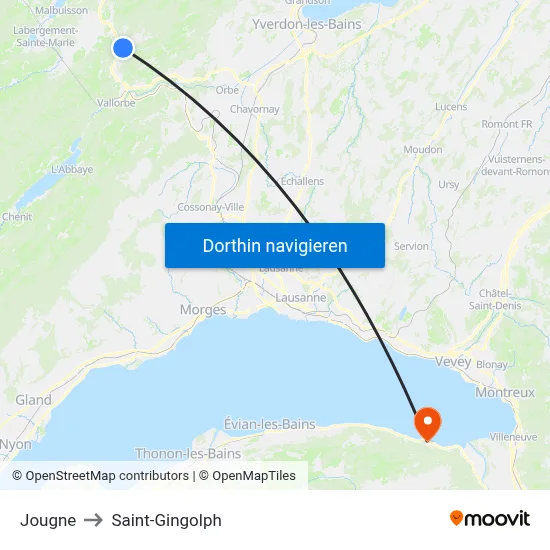Jougne to Saint-Gingolph map