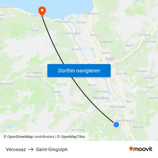 Vérossaz to Saint-Gingolph map