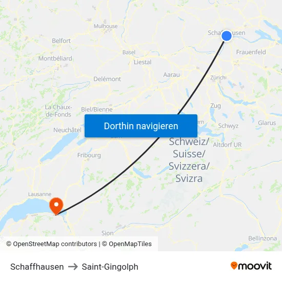 Schaffhausen to Saint-Gingolph map