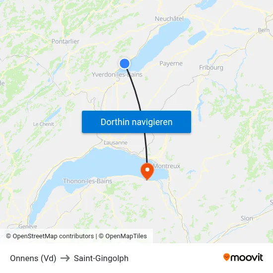 Onnens (Vd) to Saint-Gingolph map