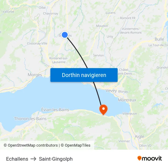 Echallens to Saint-Gingolph map
