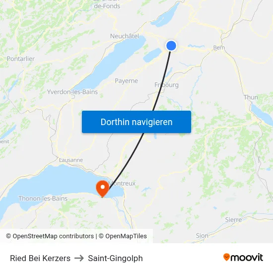 Ried Bei Kerzers to Saint-Gingolph map