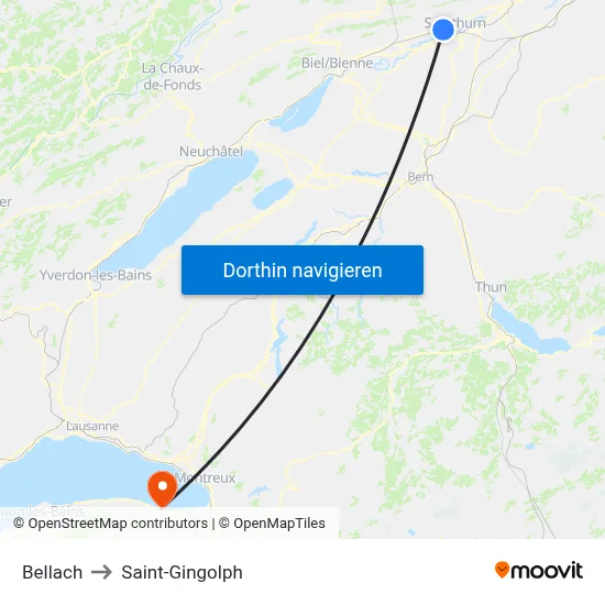 Bellach to Saint-Gingolph map