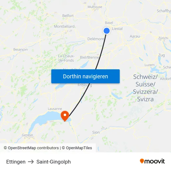 Ettingen to Saint-Gingolph map