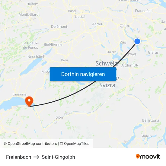 Freienbach to Saint-Gingolph map
