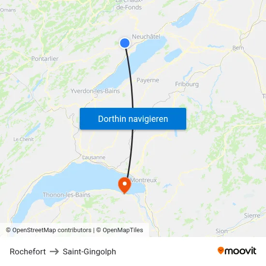 Rochefort to Saint-Gingolph map