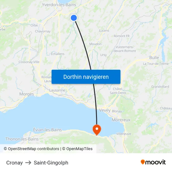 Cronay to Saint-Gingolph map