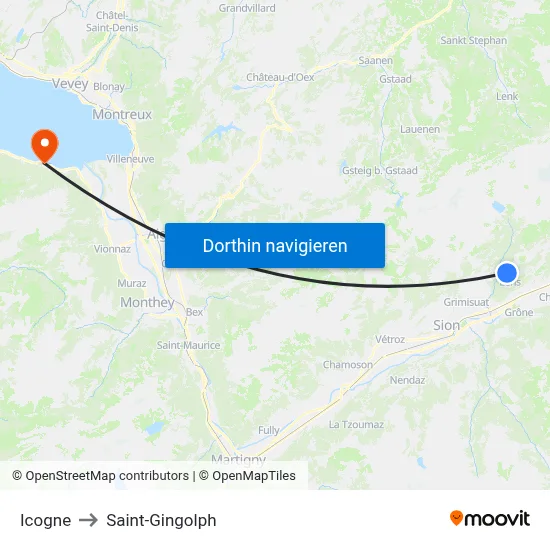Icogne to Saint-Gingolph map