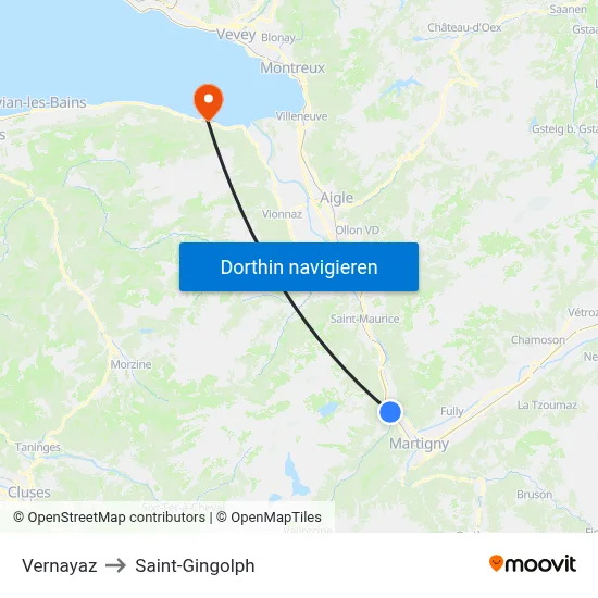 Vernayaz to Saint-Gingolph map