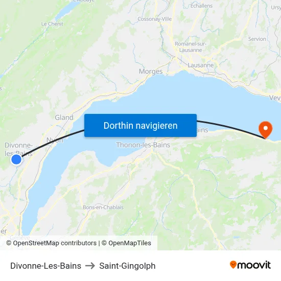 Divonne-Les-Bains to Saint-Gingolph map