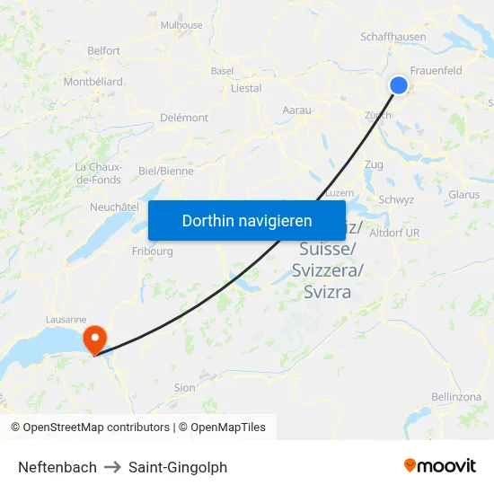 Neftenbach to Saint-Gingolph map
