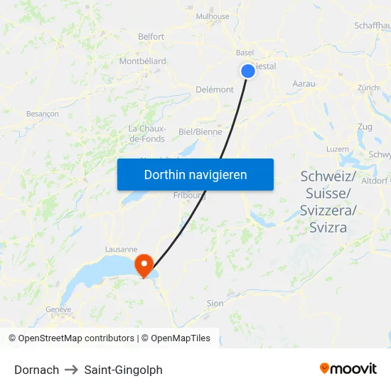 Dornach to Saint-Gingolph map