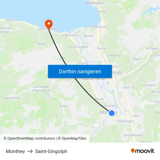 Monthey to Saint-Gingolph map