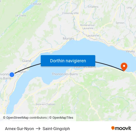 Arnex-Sur-Nyon to Saint-Gingolph map