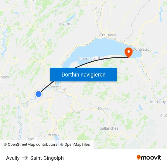 Avully to Saint-Gingolph map