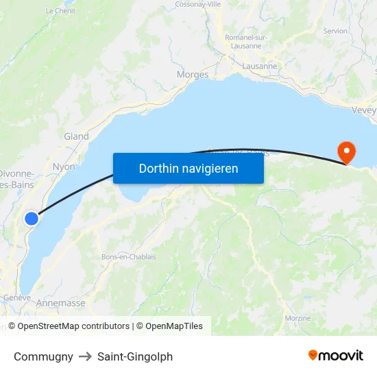 Commugny to Saint-Gingolph map
