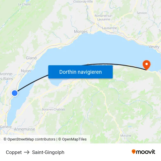 Coppet to Saint-Gingolph map