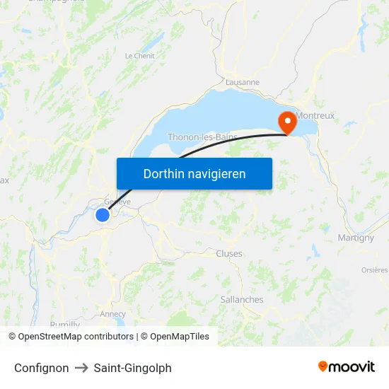 Confignon to Saint-Gingolph map